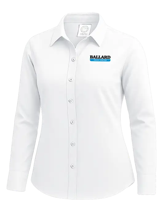 Brooks Brothers Womens White Wrinkle-Free Stretch Nailhead Shirt w/Ballard Truck Centers Logo