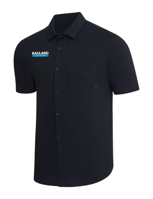 OGIO Black Extend Short Sleeve Button Up Shirt w/Ballard Truck Centers Logo