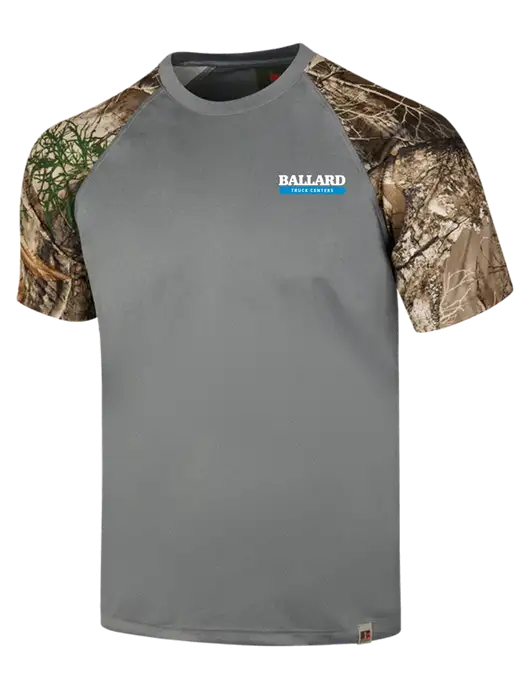 Russell Outdoors Medium Grey/Realtree Edge Camo Colorblock Performance T-Shirt w/Ballard Truck Centers Logo