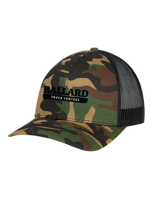 Richardson Adjustable Snapback Original 112P Trucker Cap Army Camo/Black  w/Ballard Truck Centers Logo