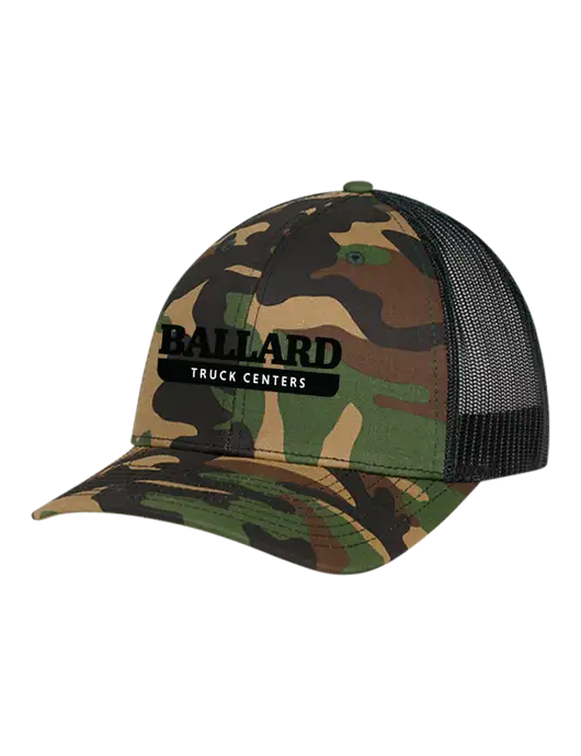 Richardson Adjustable Snapback Original 112P Trucker Cap Army Camo/Black  w/Ballard Truck Centers Logo