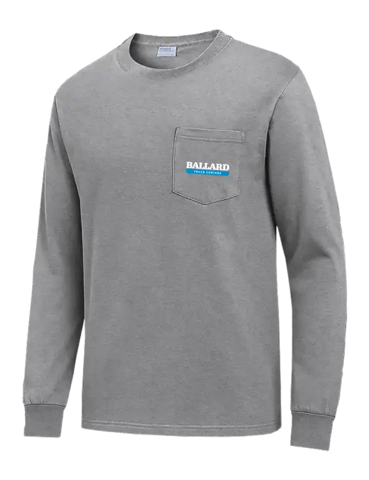 Medium Grey Heather Long Sleeve Heavyweight 6.1 oz Pocket T-Shirt w/Ballard Truck Centers Logo