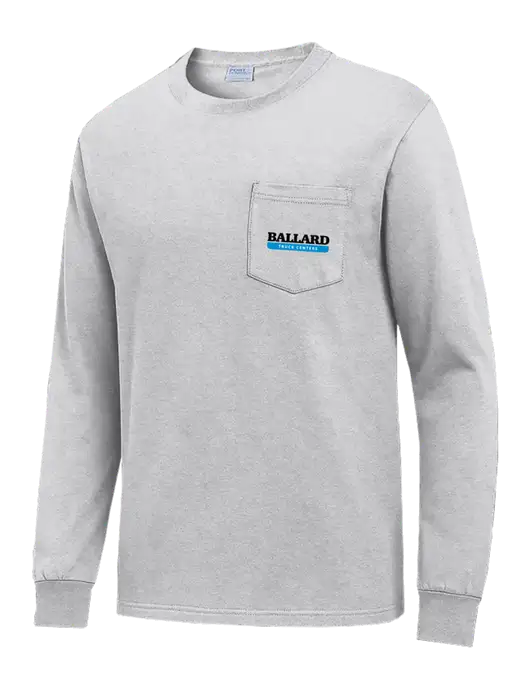 Light Grey Heather Long Sleeve Heavyweight 6.1 oz Pocket T-Shirt w/Ballard Truck Centers Logo