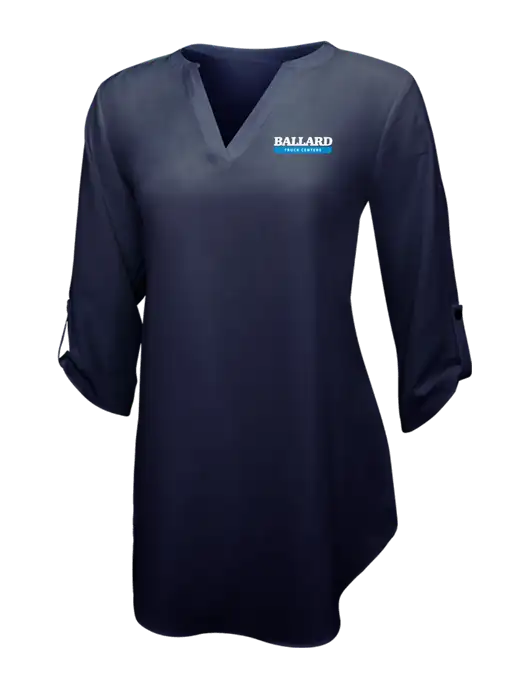 Navy Womens 3/4 Sleeve Tunic Blouse w/Ballard Truck Centers Logo