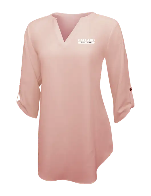 Light Coral Womens 3/4 Sleeve Tunic Blouse w/Ballard Truck Centers Logo