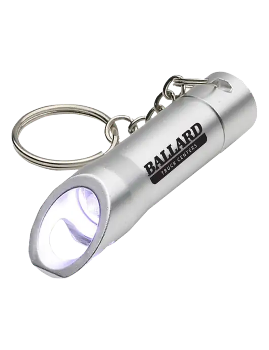 Silver Pocket LED Flashlight with Bottle Opener & Keychain w/Ballard Truck Centers Logo
