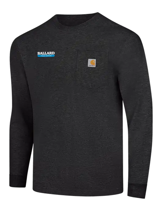 Carhartt Dark Grey Heather Workwear Pocket Long Sleeve T-Shirt w/Ballard Truck Centers Logo