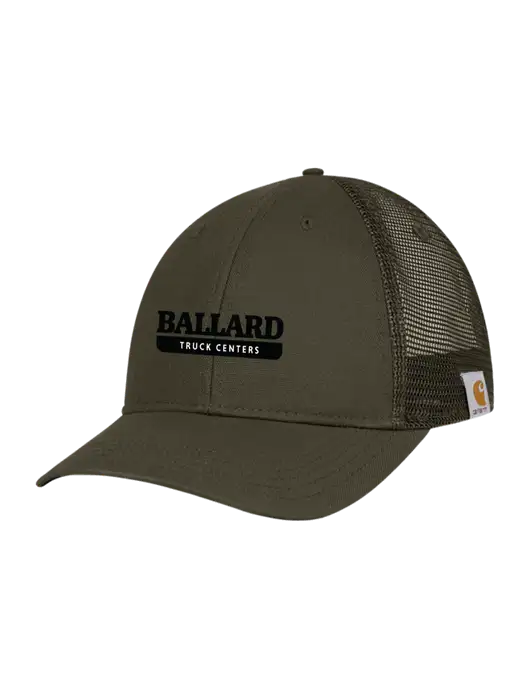 Carhartt Dark Olive Canvas Trucker Cap w/Ballard Truck Centers Logo