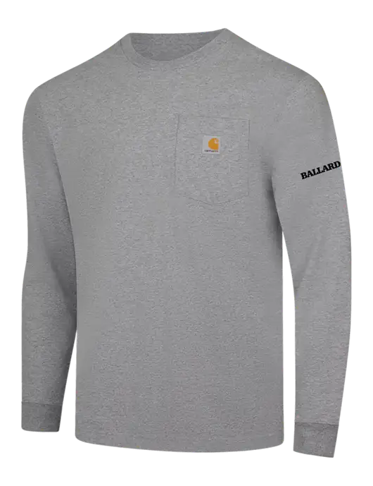 Carhartt Light Grey Heather Workwear Pocket Long Sleeve T-Shirt w/Ballard Logo