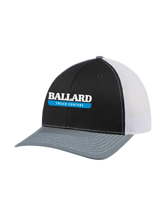 Richardson Adjustable Snapback Original 112 Trucker Cap Black/Light Heather Grey/White Mesh w/Ballard Truck Centers Logo