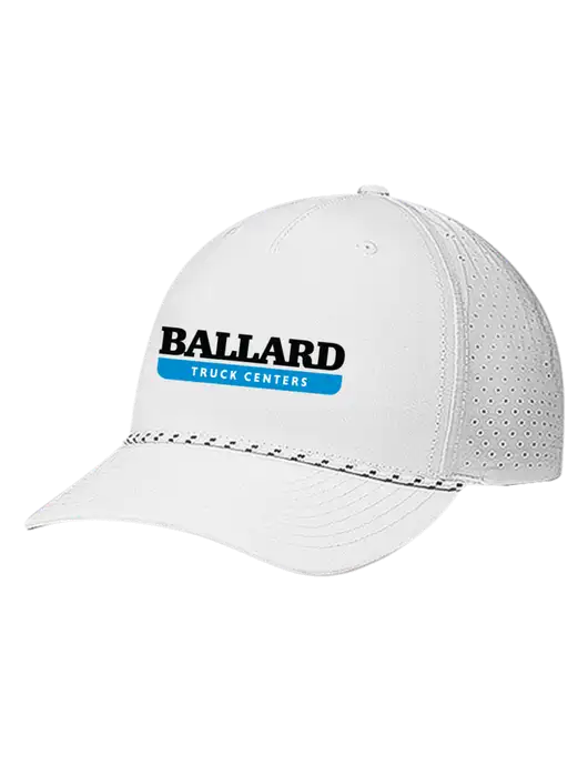 Richardson Laser Perf Performance White/White-Black Rope Cap w/Ballard Truck Centers Logo