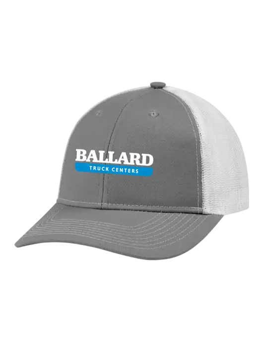 Snapback Ponytail Trucker Cap Light Medium Heather Grey w/White Mesh w/Ballard Truck Centers Logo