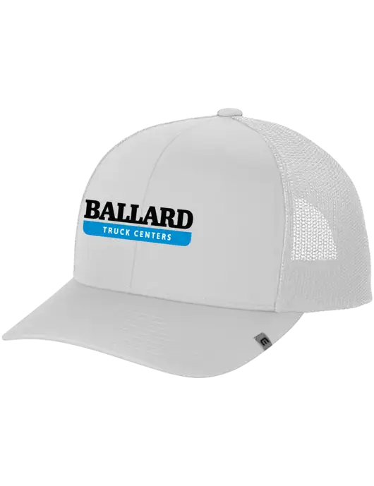 TravisMathew White Cruz Trucker Cap w/Ballard Truck Centers Logo