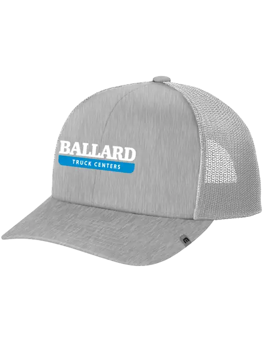 TravisMathew Light Medium Grey Heather Cruz Trucker Cap w/Ballard Truck Centers Logo