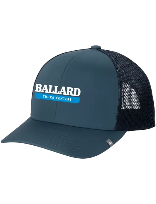 TravisMathew Dark Slate Blue Cruz Trucker Cap w/Ballard Truck Centers Logo