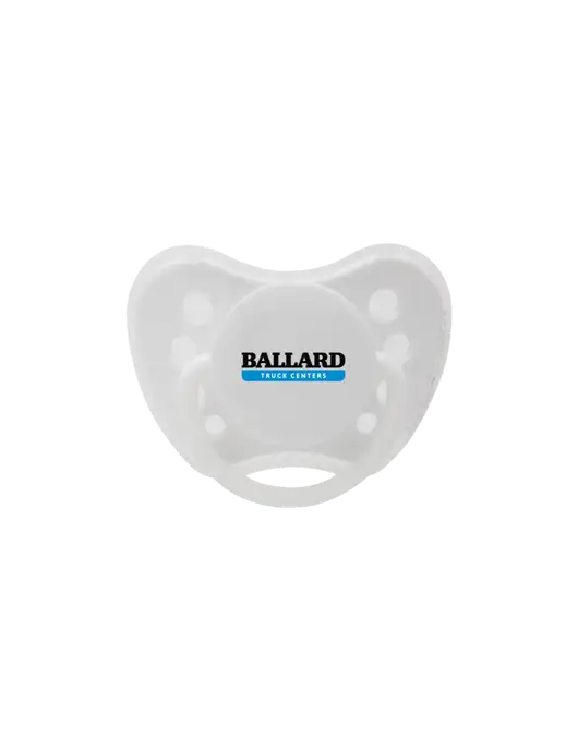Silicone White Pacifier with Clear Cover w/Ballard Truck Centers Logo